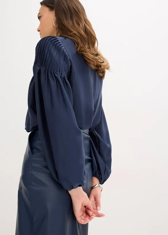 Tunique en satin brillant avec passepoils, bonprix