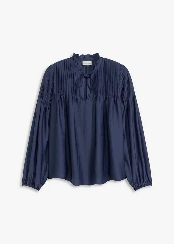 Tunique en satin brillant avec passepoils, bonprix