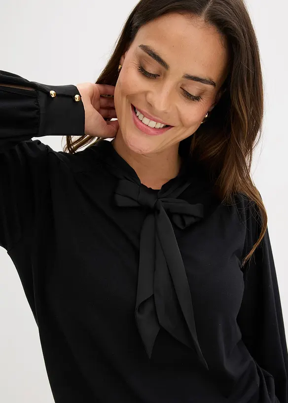 Shirt mit Viskose und Satinschluppe, bonprix