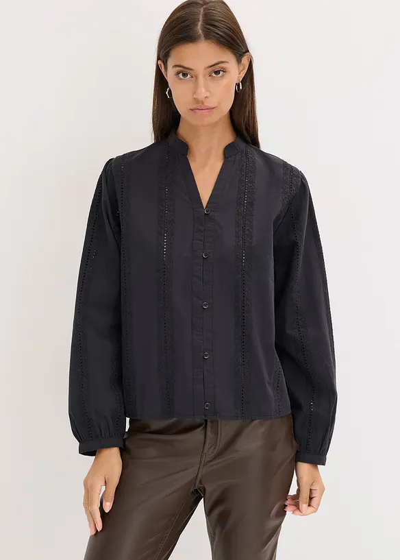 Chemisier en coton avec broderies anglaises, bonprix