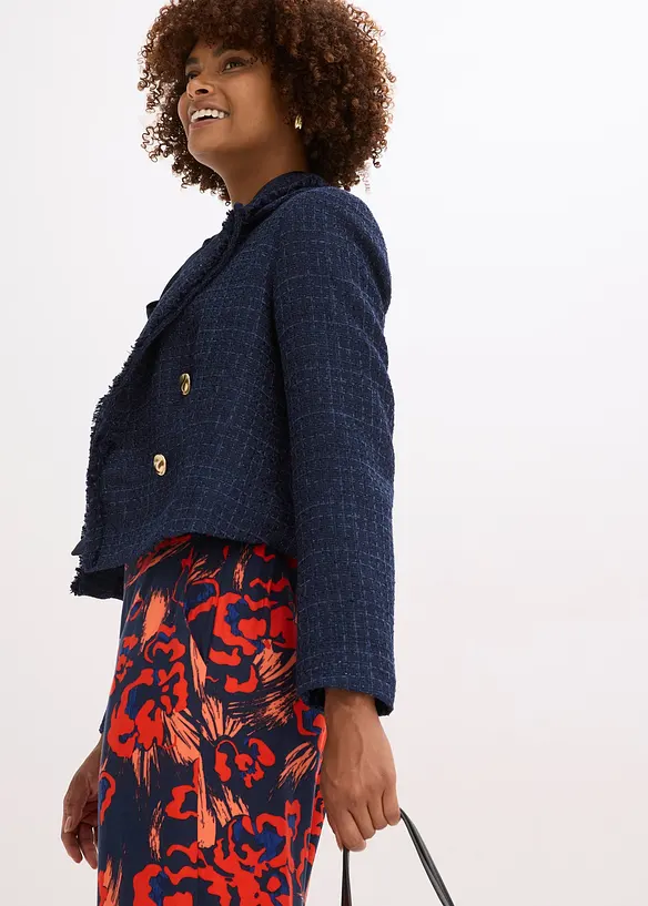 Bouclé-Blazer mit dekorativen Knöpfen, bonprix