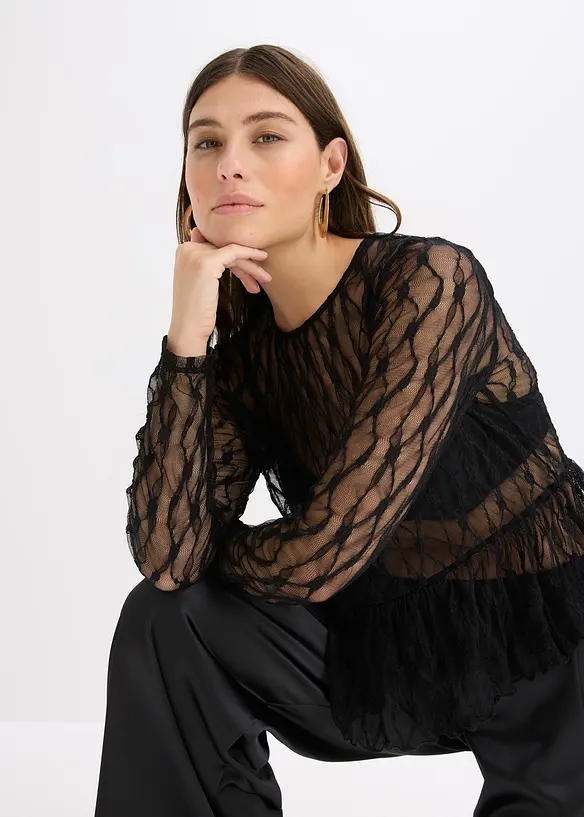 Langarmshirt aus Spitze, bonprix