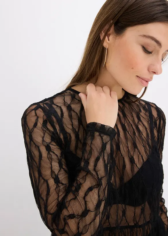 Langarmshirt aus Spitze, bonprix
