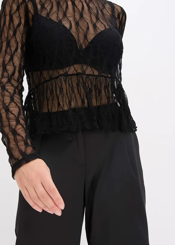 Langarmshirt aus Spitze, bonprix
