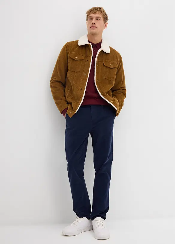 Pantalon Regular en velours côtelé extensible, fuselé, bonprix