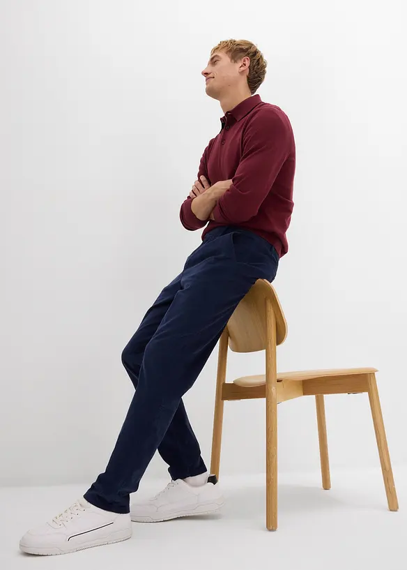 Pantalon Regular en velours côtelé extensible, fuselé, bonprix