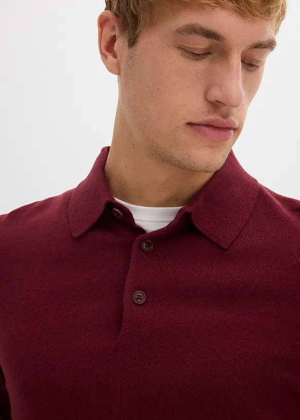 Feinstrick-Polopullover mit edler Merinowolle, Slim Fit, bonprix