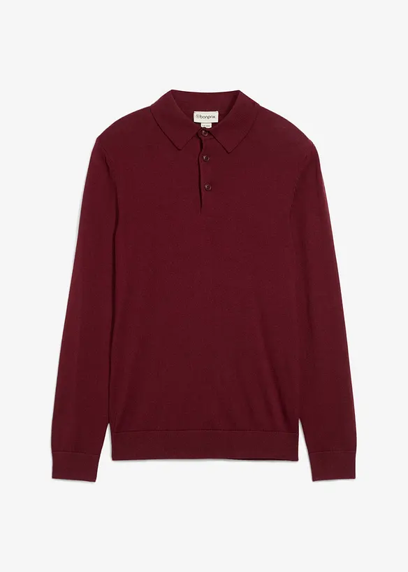 Feinstrick-Polopullover mit edler Merinowolle, Slim Fit, bonprix