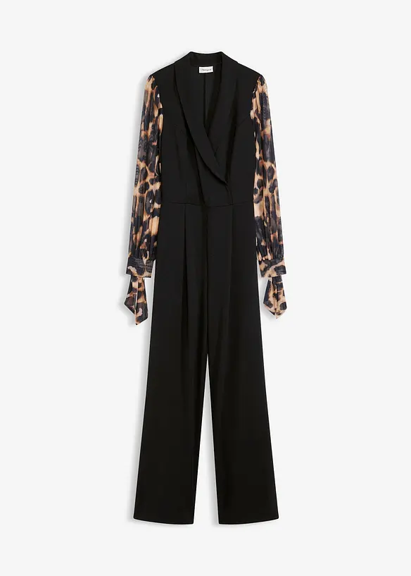 Jersey-Jumpsuit mit Mesh-Ärmeln, bonprix