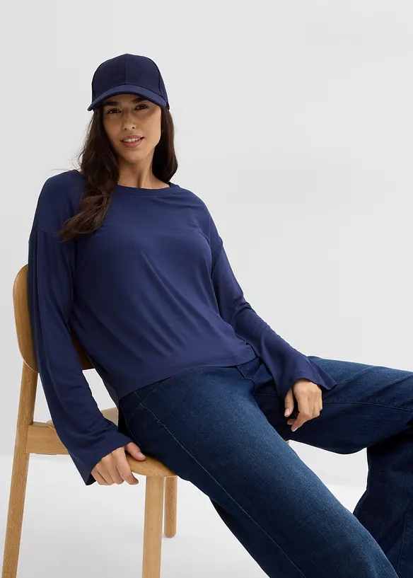 Oversize-Shirt aus fließendem Viskose-Elasthan-Mix, bonprix