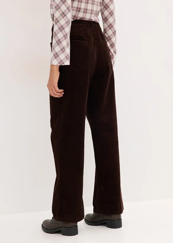 Pantalon large en velours côtelé avec ceinture à nouer, bonprix