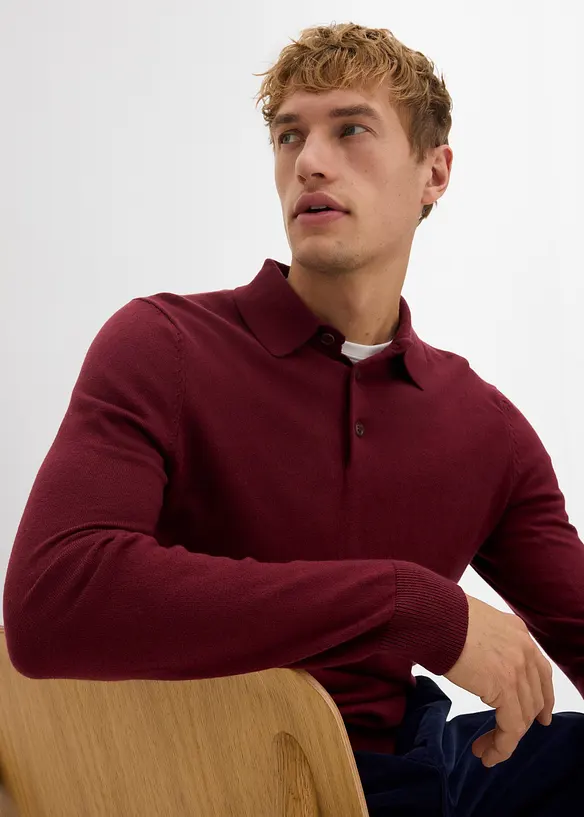 Feinstrick-Polopullover mit edler Merinowolle, Slim Fit, bonprix