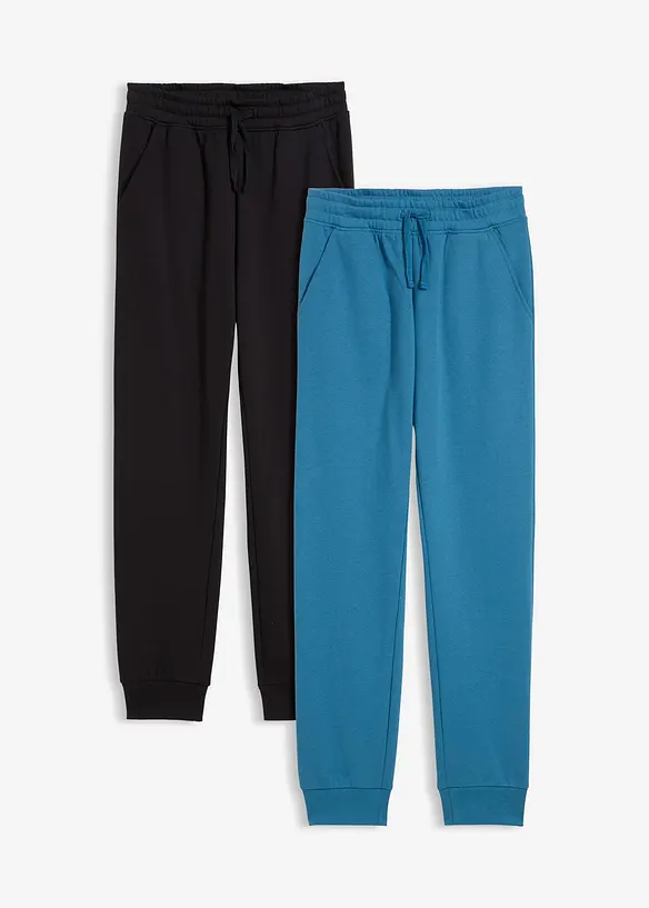 Lot de 2 pantalons de jogging doux en coton mélangé, bonprix