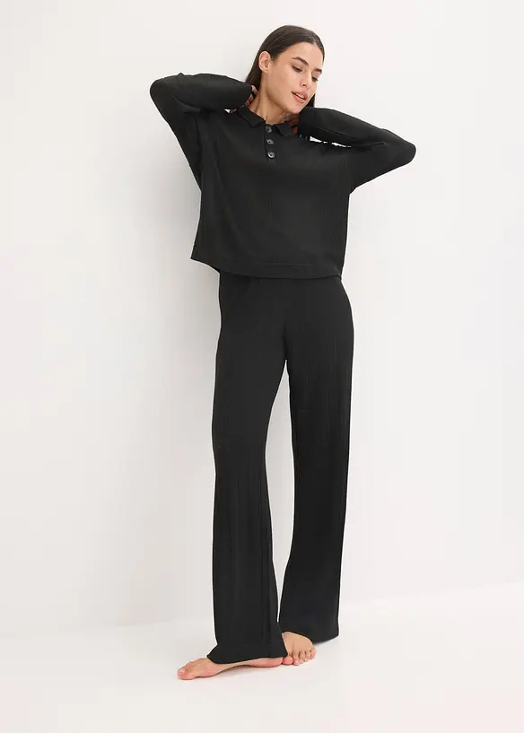 Weit geschnittener Loungewear Hausanzug aus weicher Rippe, bonprix