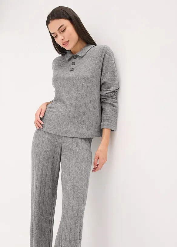 Loungewear Hausanzug aus weicher Rippe, oversized, bonprix