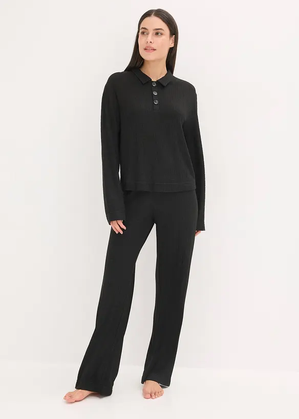 Weit geschnittener Loungewear Hausanzug aus weicher Rippe, bonprix