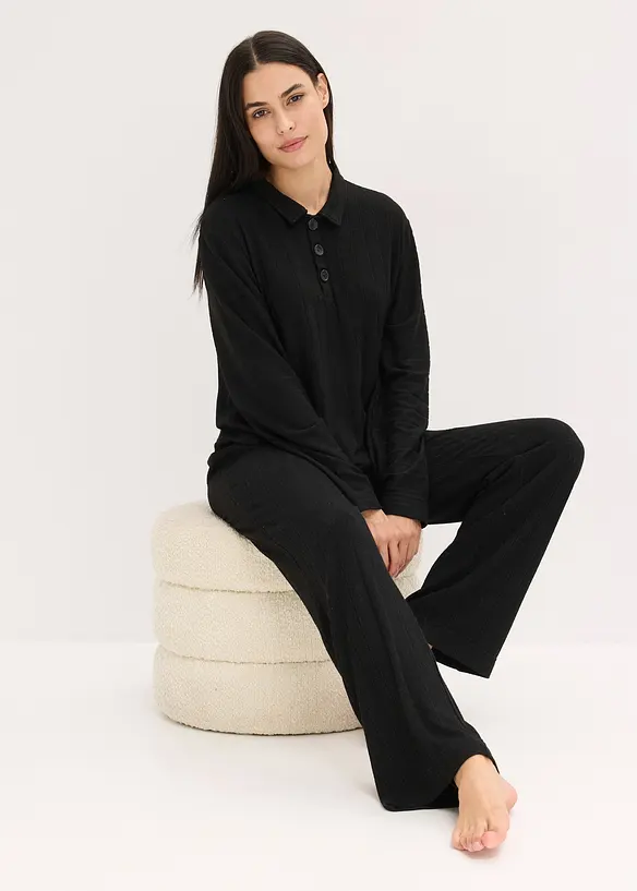 Weit geschnittener Loungewear Hausanzug aus weicher Rippe, bonprix