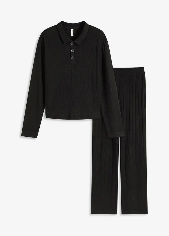 Weit geschnittener Loungewear Hausanzug aus weicher Rippe, bonprix