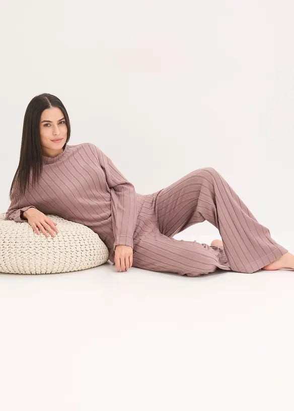 Loungewear Hausanzug aus weicher Rippe, oversized, bonprix