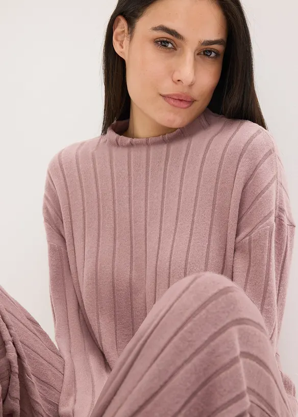 Loungewear Hausanzug aus weicher Rippe, oversized, bonprix