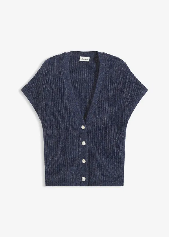 Gilet sans manches en maille avec boutons décoratifs, bonprix