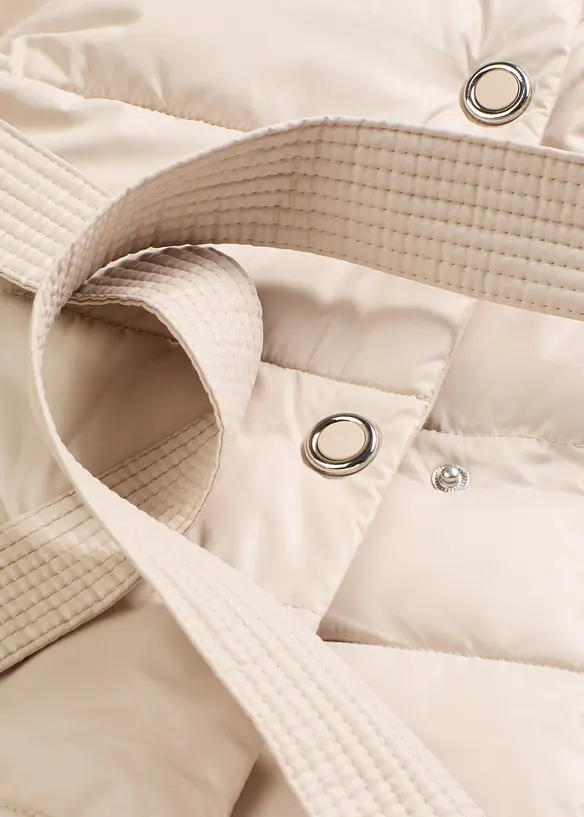 wasserabweisender Steppmantel mit Wollimitat Besatz und Bindegürtel (2-tlg.), bonprix