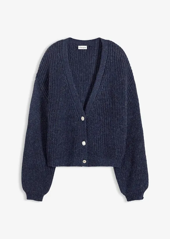 Oversized Strickjacke mit Glitzergarn und Wollanteil, bonprix