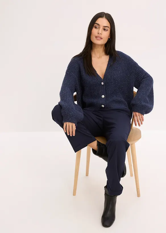 Oversized Strickjacke mit Glitzergarn und Wollanteil, bonprix