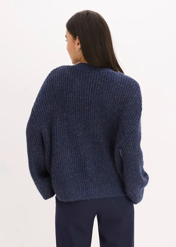 Oversized Strickjacke mit Glitzergarn und Wollanteil, bonprix