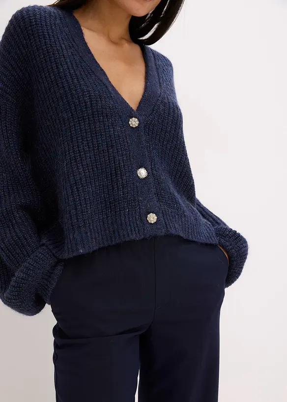 Oversized Strickjacke mit Glitzergarn und Wollanteil, bonprix