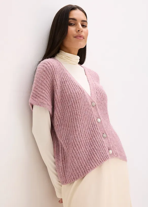 Strick-Weste mit dekorativen Knöpfen und Wollanteil, bonprix