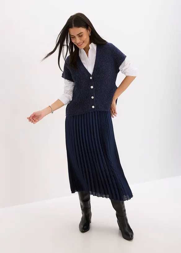 Gilet sans manches en maille avec boutons décoratifs, bonprix