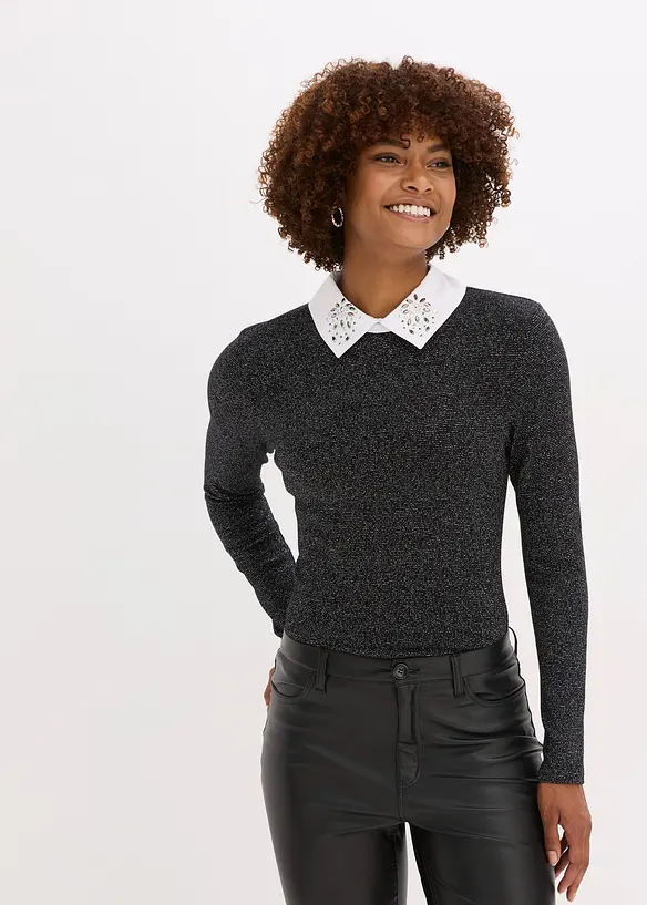 T-shirt manches longues en coton mélangé, bonprix
