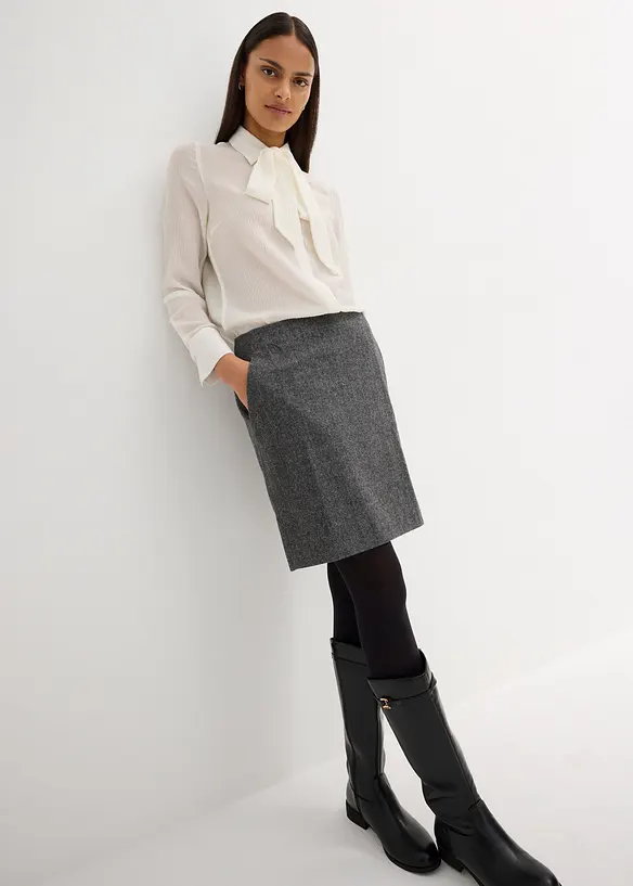 Jupe en laine motif chevrons, bonprix