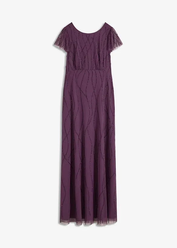 Robe longue en tulle avec perles brodées, bonprix