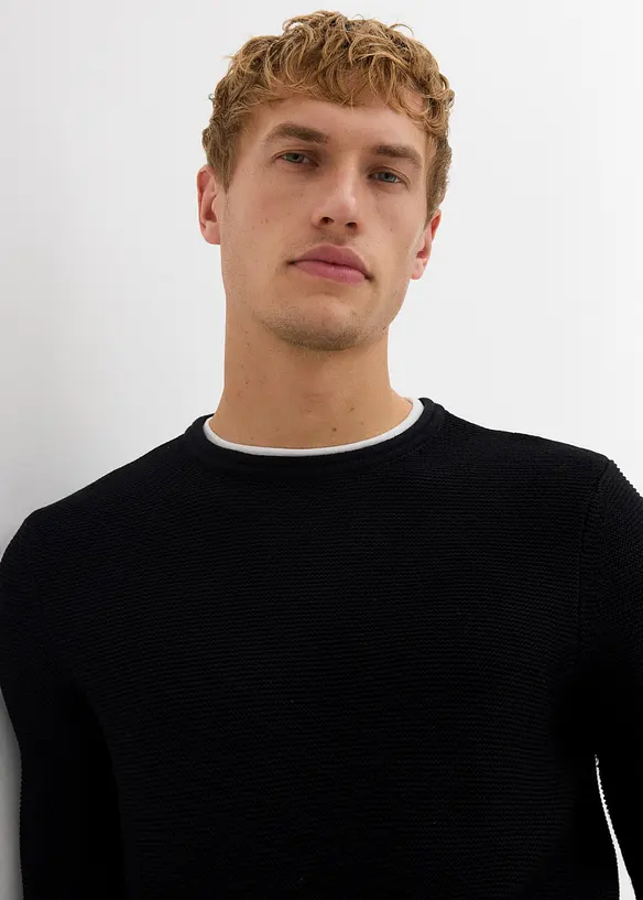 Pullover in 2 in 1 Optik mit Baumwolle, bonprix
