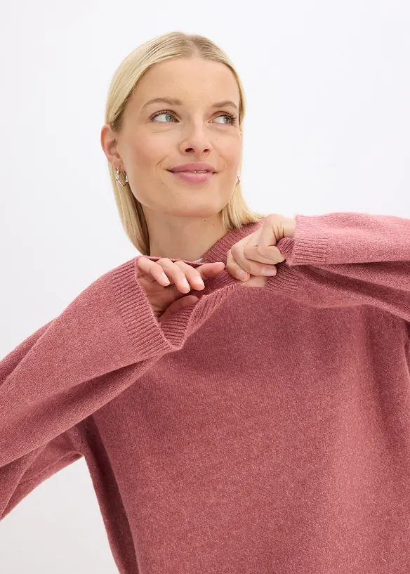 Pull en maille à capuche, bonprix