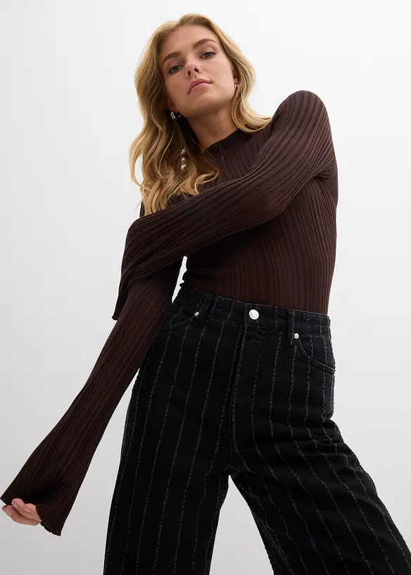 Wide-Leg-Jeans High Waist mit Destroyed Effekten, bonprix