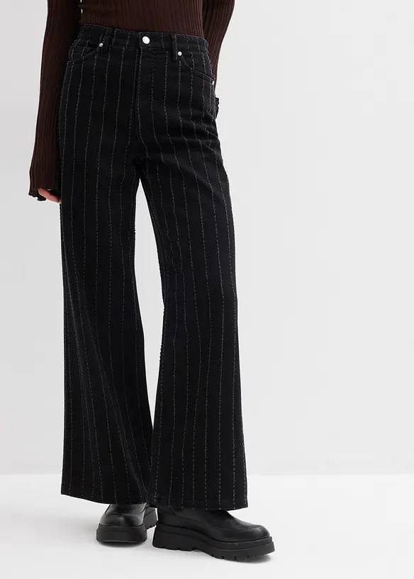 Wide-Leg-Jeans High Waist mit Destroyed Effekten, bonprix