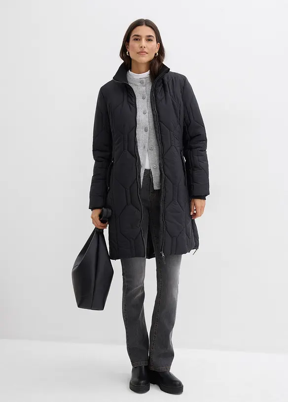 Manteau court et matelassé avec surpiqûres diamant et zips sur les côtés, bonprix