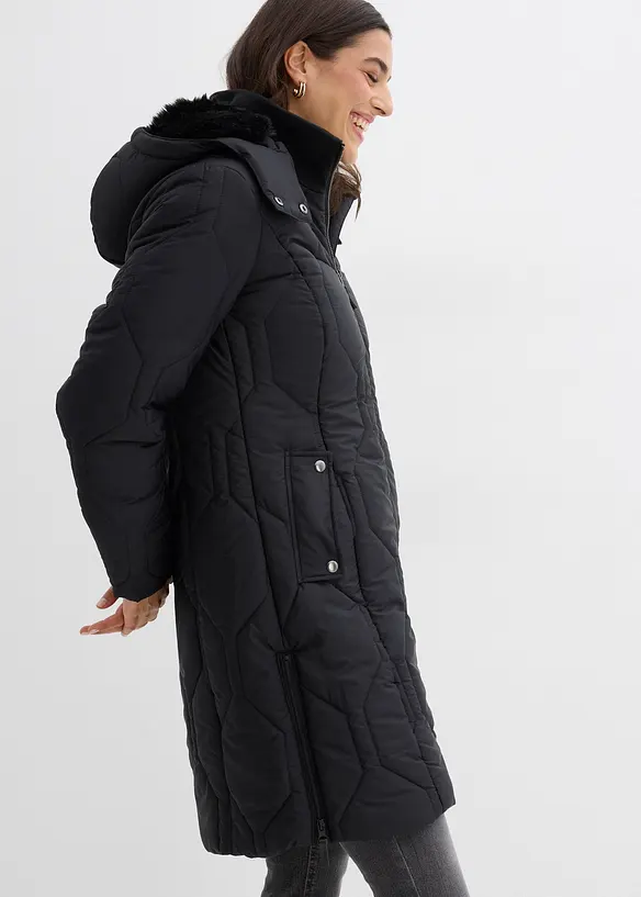 Manteau court et matelassé avec surpiqûres diamant et zips sur les côtés, bonprix