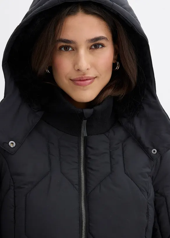 Manteau court et matelassé avec surpiqûres diamant et zips sur les côtés, bonprix