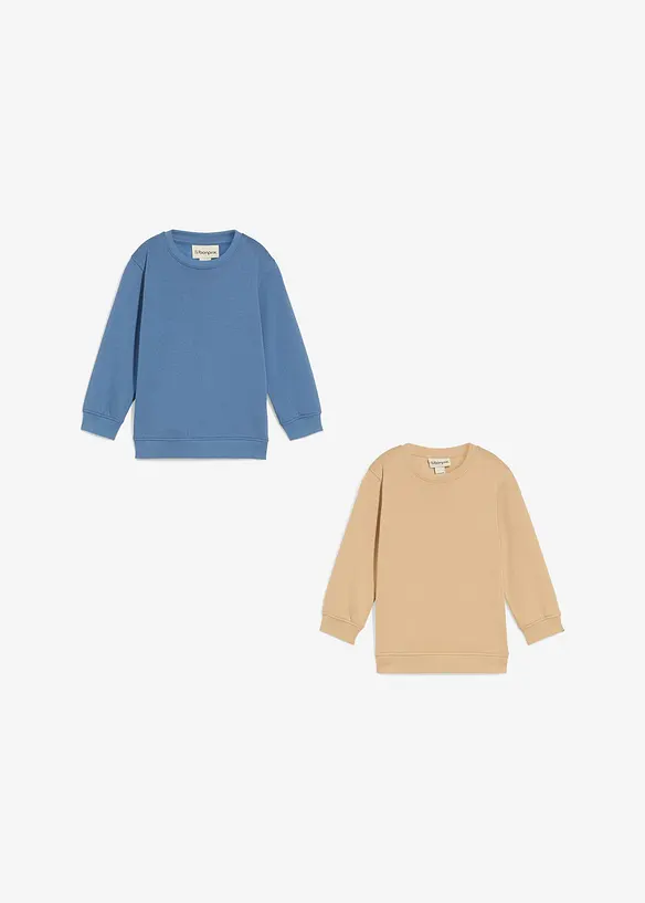 Lot de 2 sweats en coton mélangé, bonprix