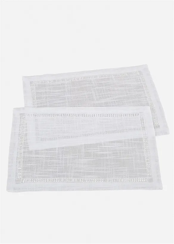 Lot de 2 sets de table avec broderies anglaises, bonprix