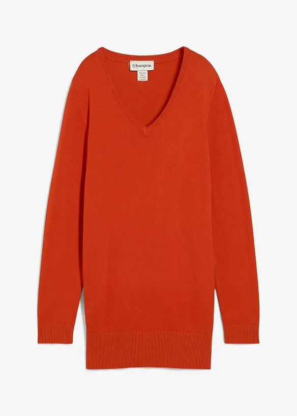 Basic Longpullover mit V-Ausschnitt, bonprix