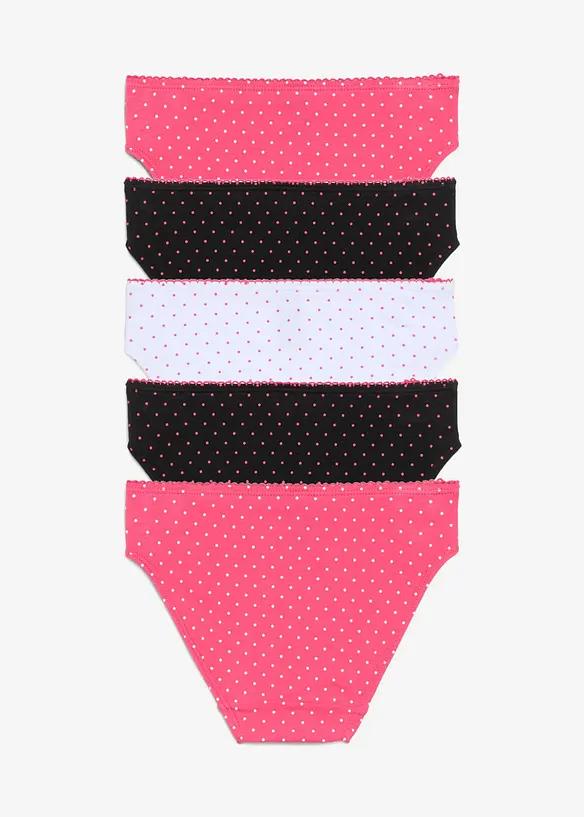 Lot de 5 slips coton avec nœud en satin, bonprix