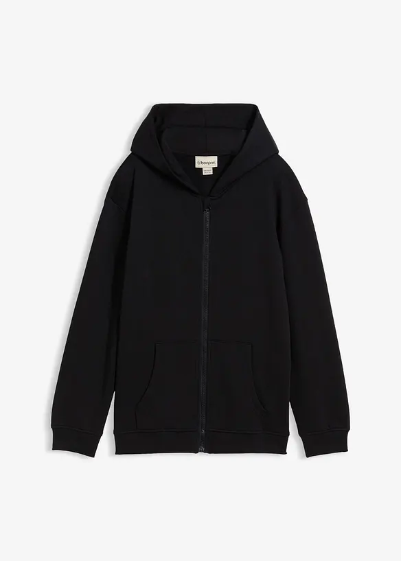 Sweat zippé à capuche en coton doux et extensible, bonprix