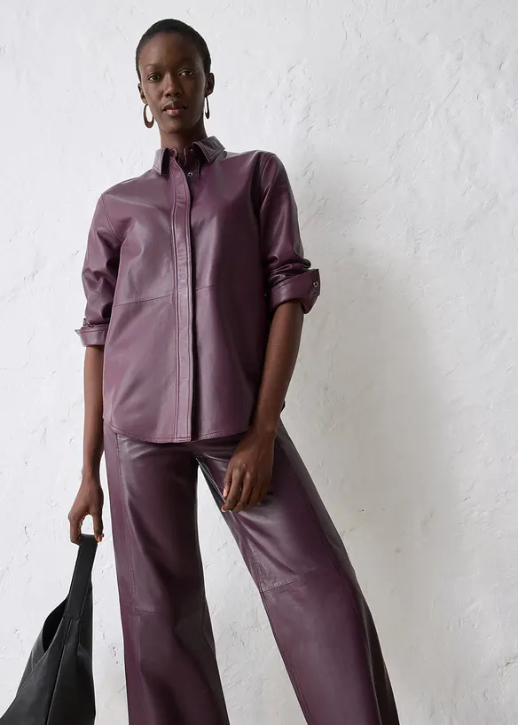 Chemise en cuir d’agneau nappa, bonprix