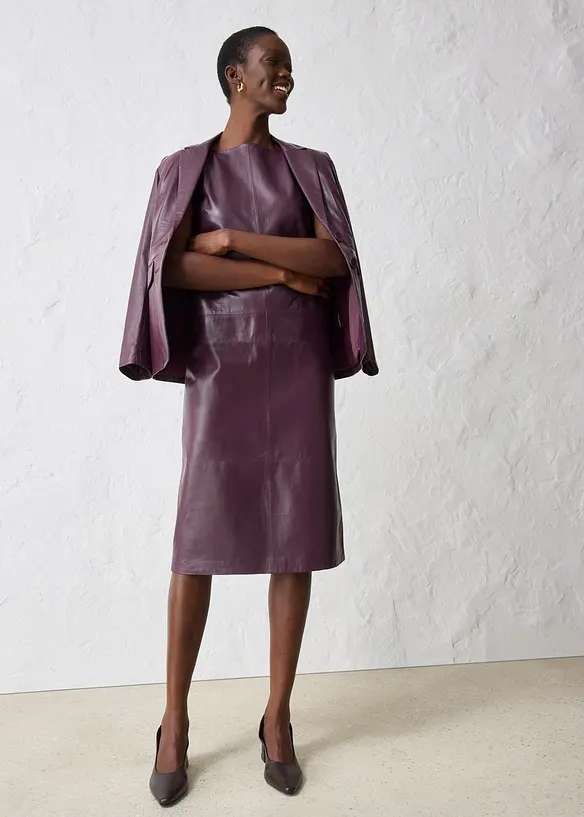 Robe en cuir d’agneau nappa, bonprix