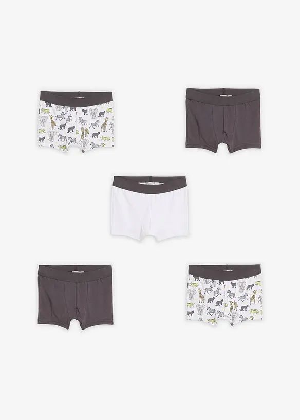 Lot de 5 boxers en coton doux, bonprix